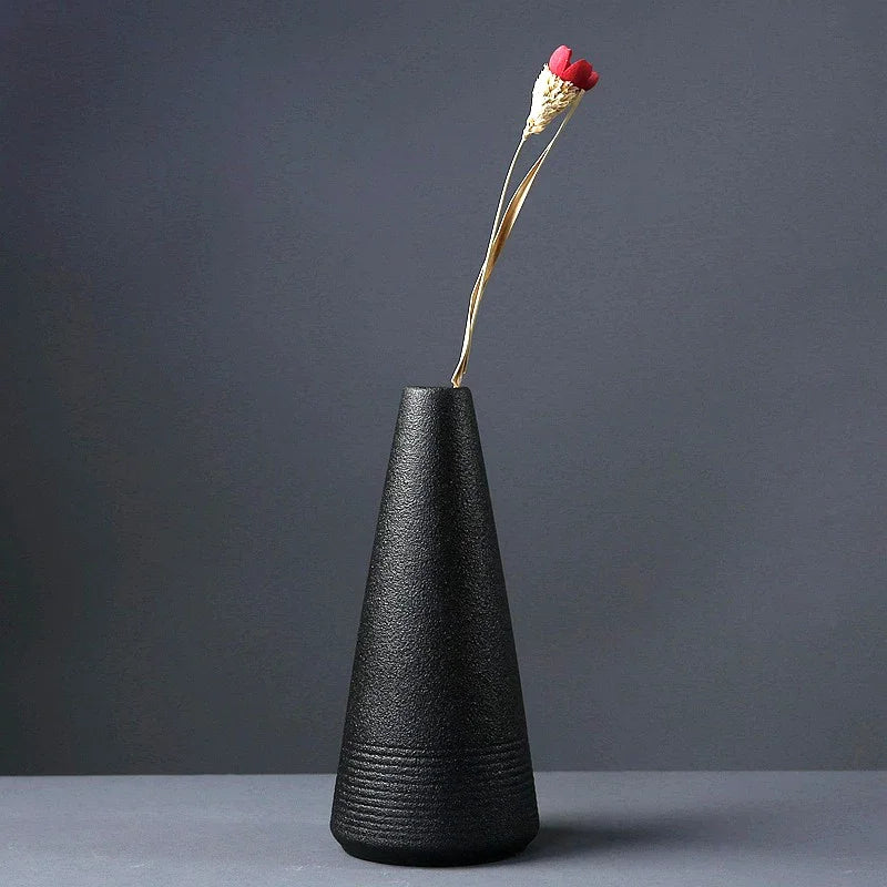 Japanese-style Black Ceramic handmade Vases set