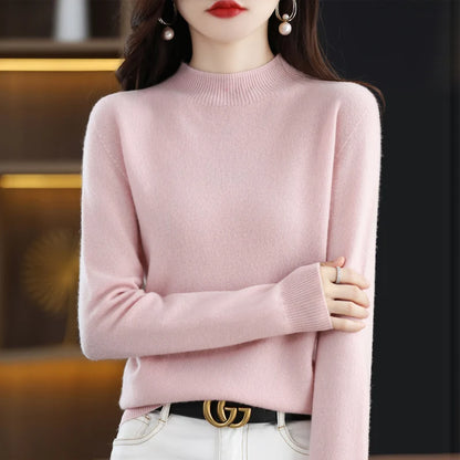 Merino Wool Semi-Neck Women Cashmere Sweater