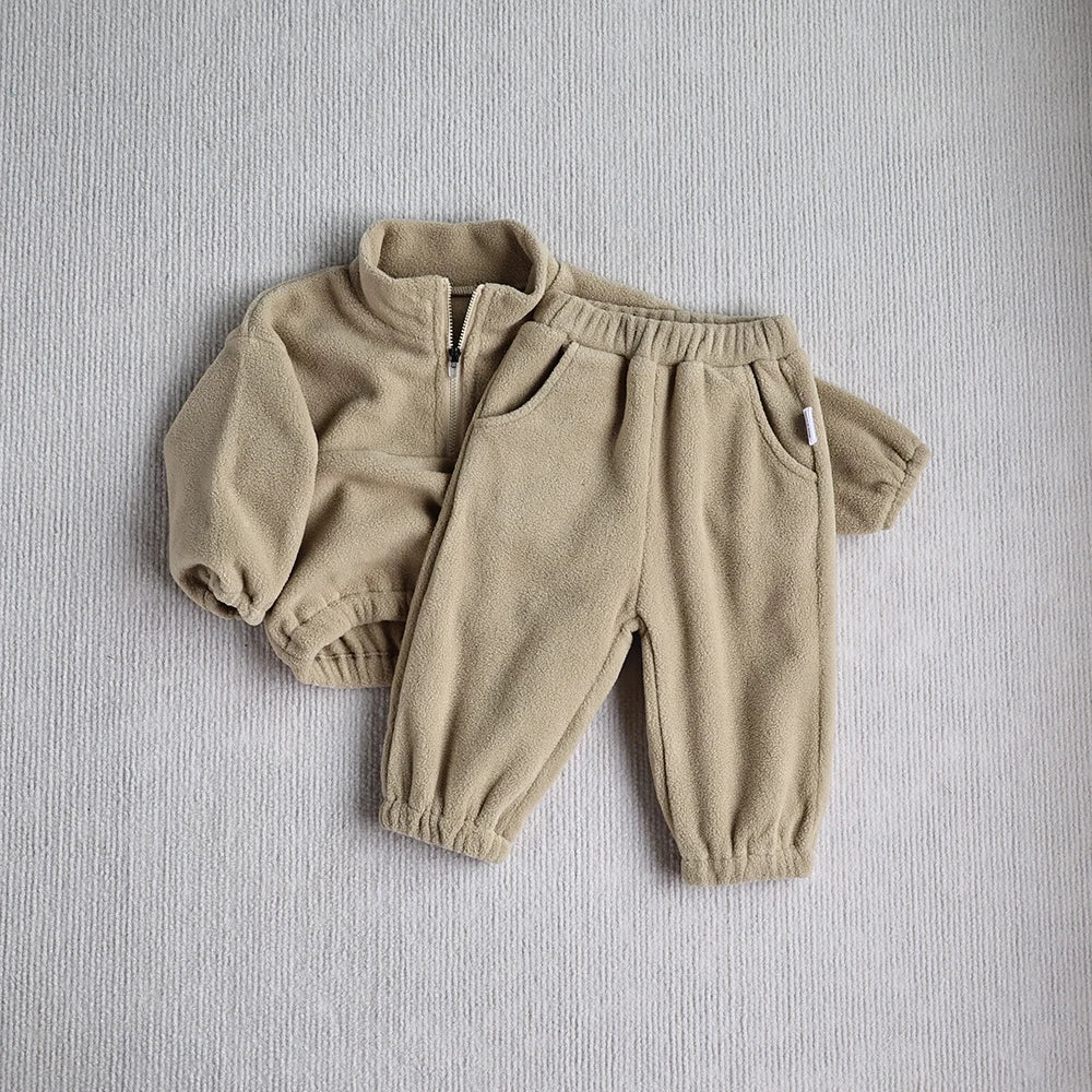 MILANCEL Autumn Baby Fleece Hoodie & Pants Set