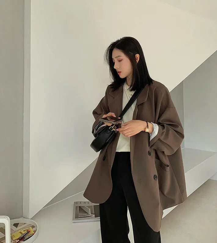 Chic Oversize Black Blazer for Spring & Autumn