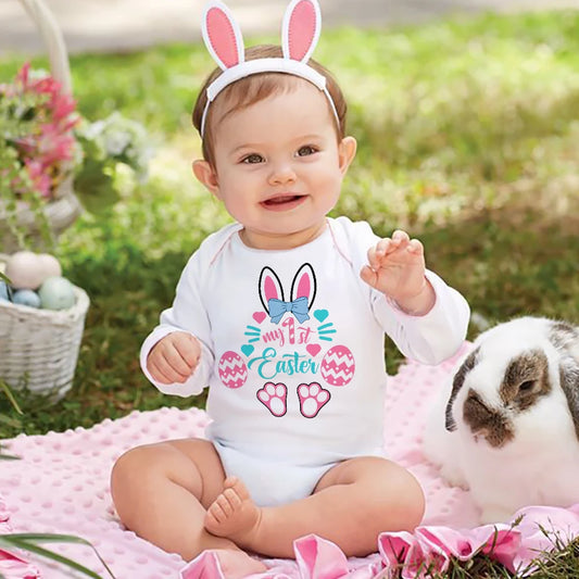 Bunny Printed Easter Newborn Romper
