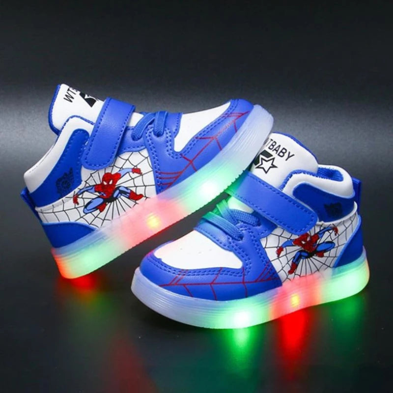 Baskets LED Disney Spiderman - Chaussures pour enfants à la mode et respirantes