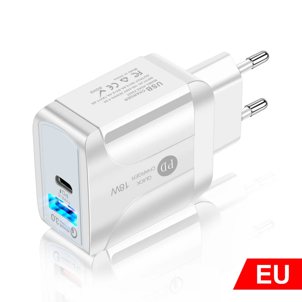 5V 2A EU 2 USB Power Adapter - Fast Mobile Phone Wall PD Charger