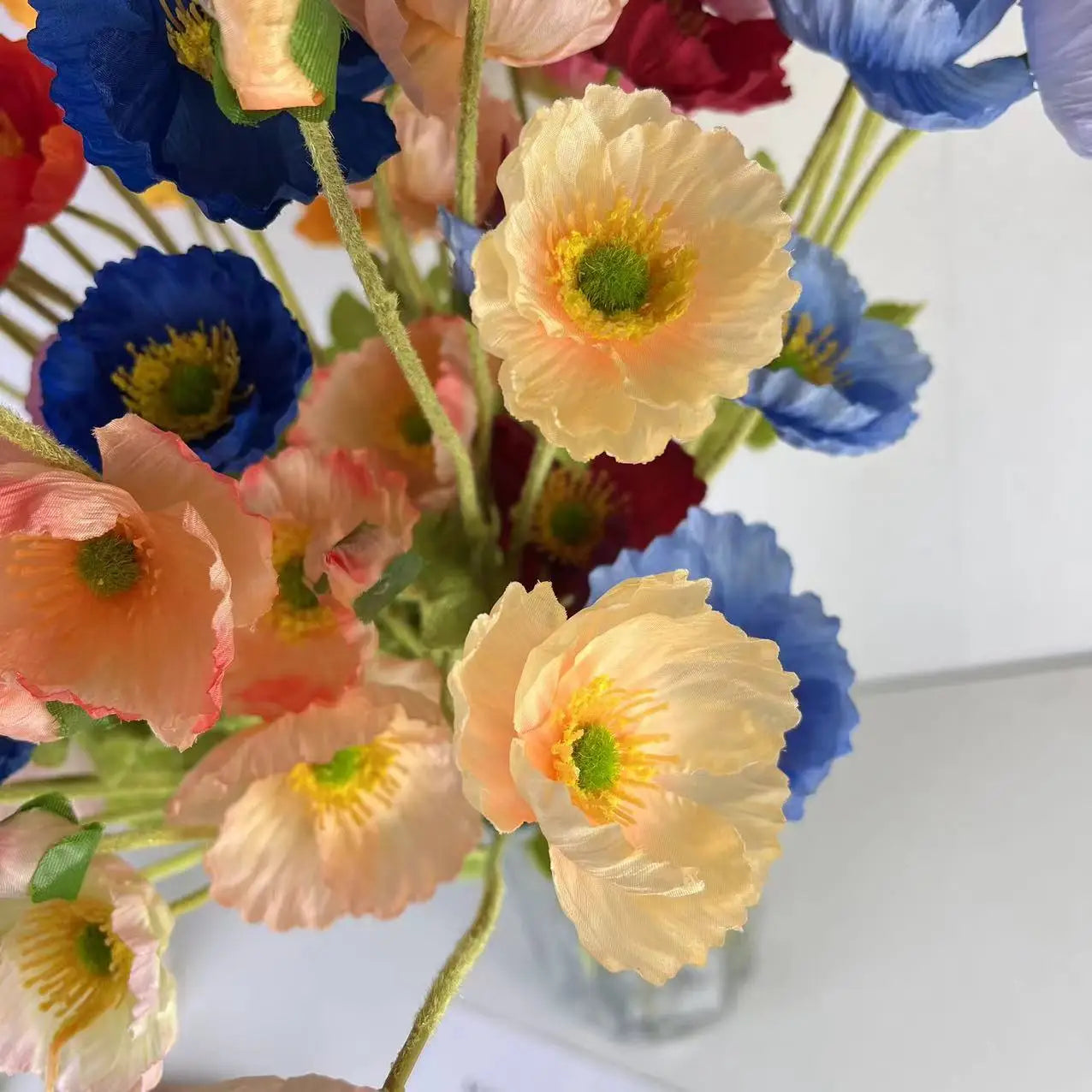 Bouquet de fleurs artificielles en soie de pavot pour décoration d'intérieur