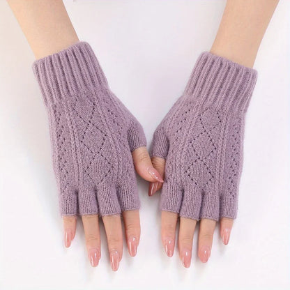 Gants d'hiver doux à demi-doigts en polaire de vison