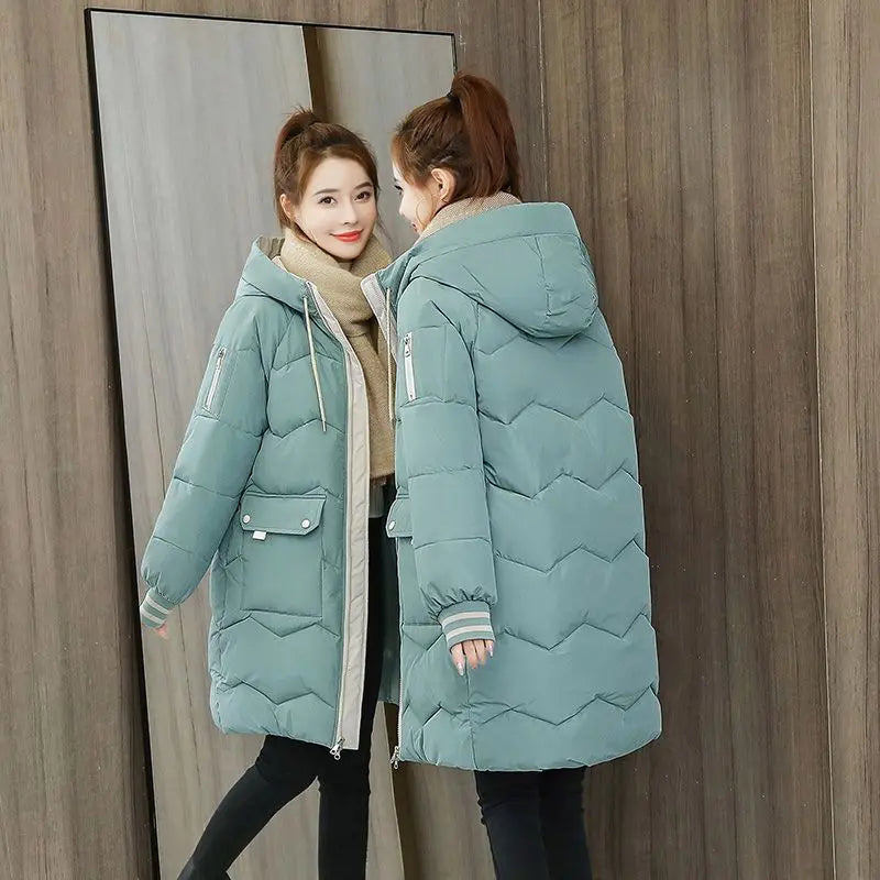 Parka surdimensionnée à capuche pour femme, manteau long et chaud coupe-vent