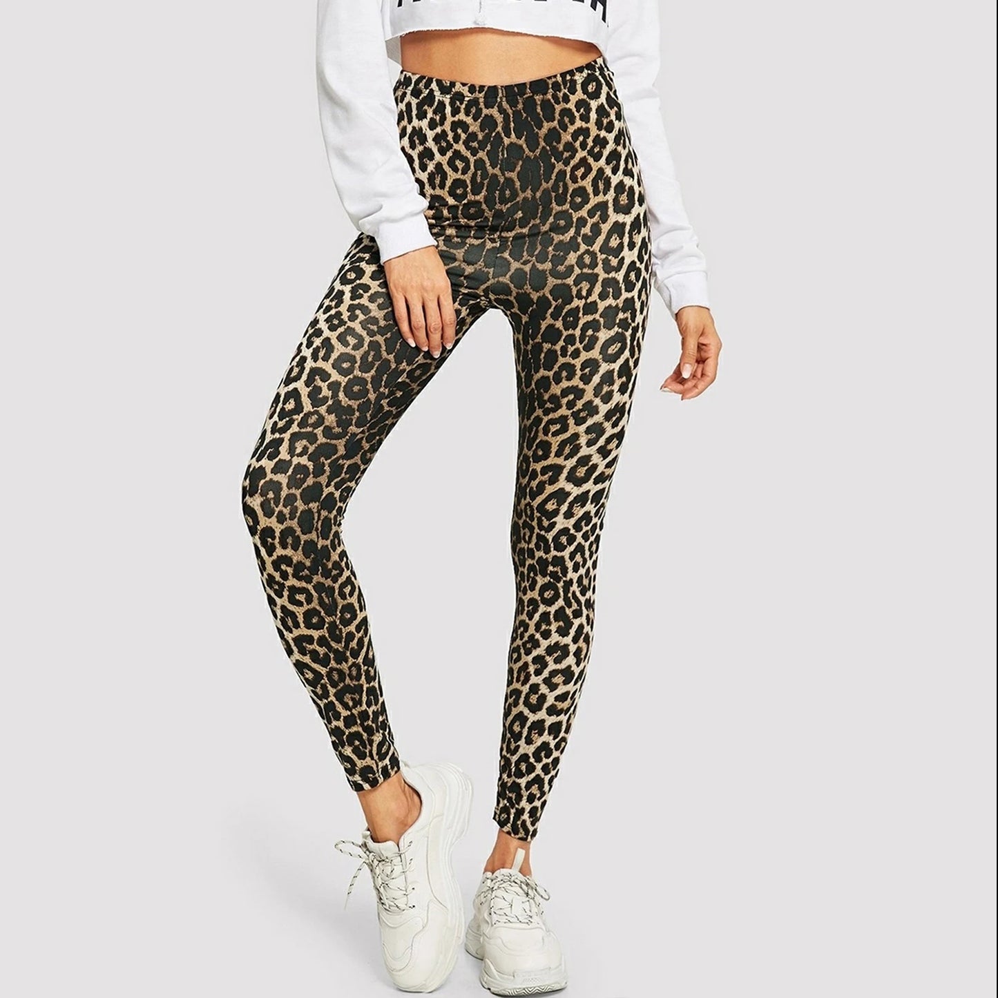 Leggings mit überkreuzter Taille und Leopardenmuster in Farbverlauf