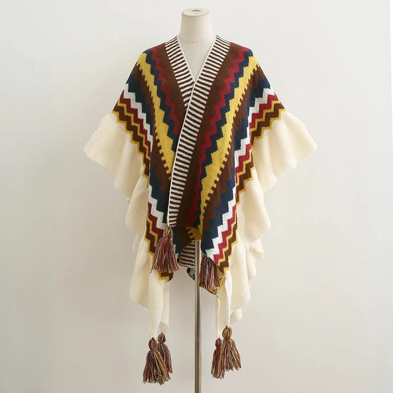 Bohemian Ethnic Style Oversized Poncho for Women