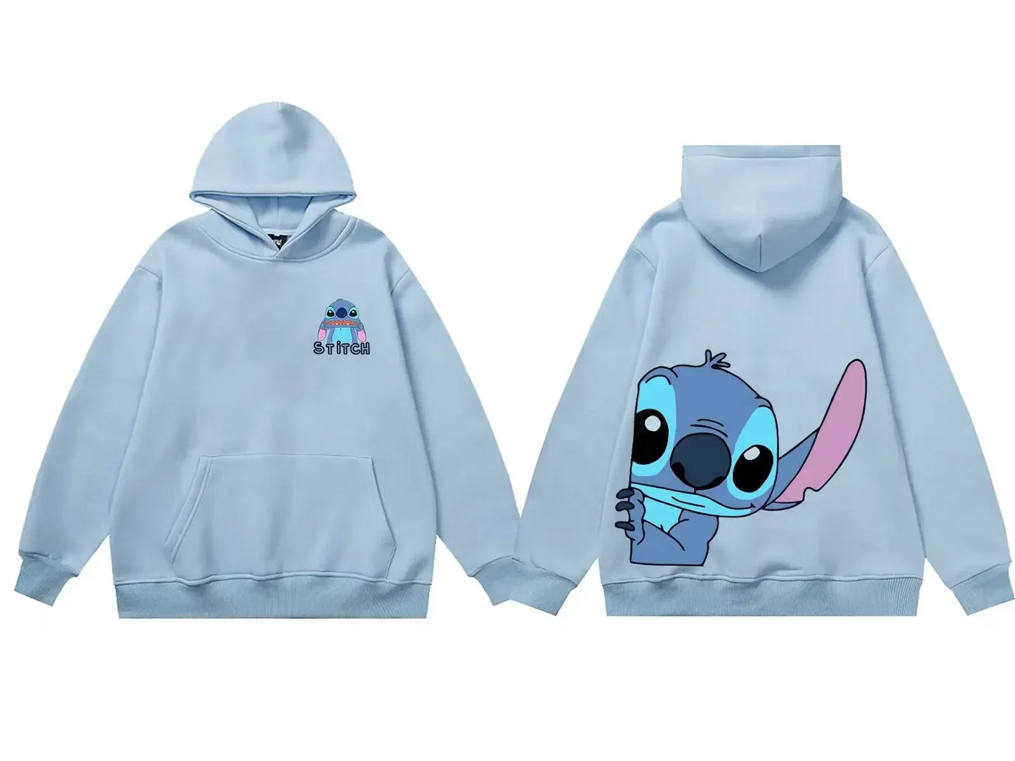 Unisex Disney Stitch Cartoon Print Winter Hoodies