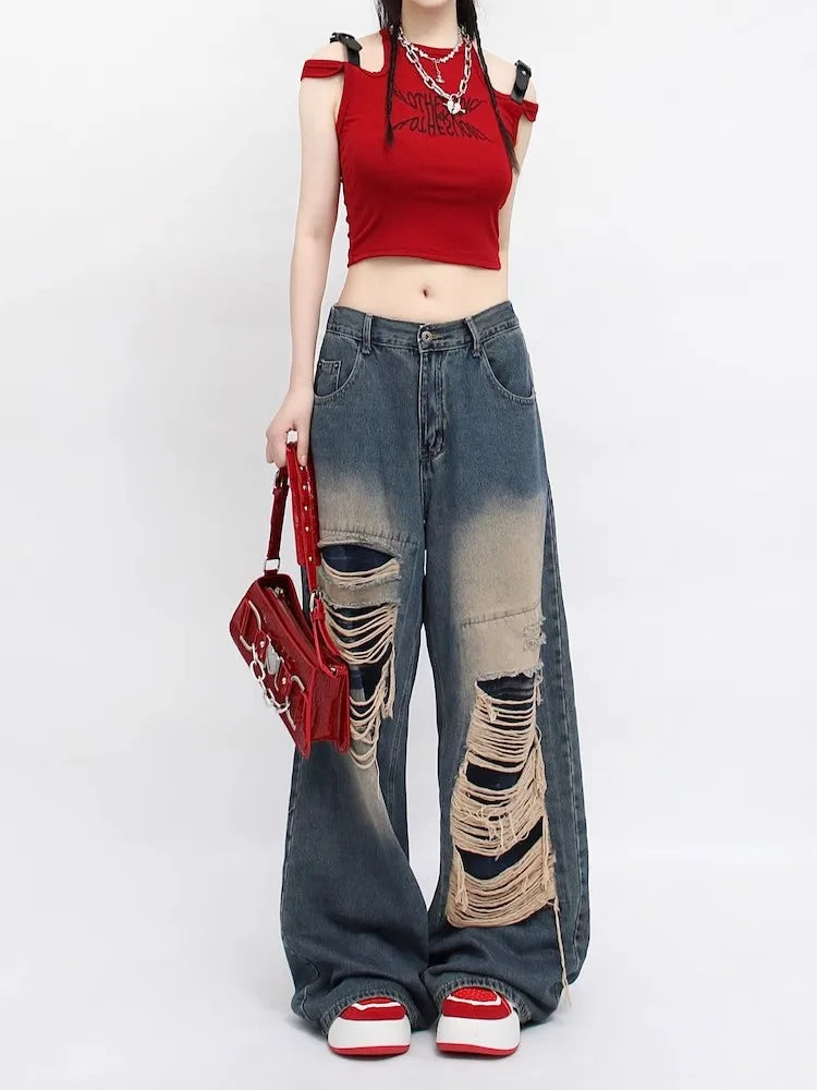 Trendy Loose Wide-Leg American Retro Jeans for Women