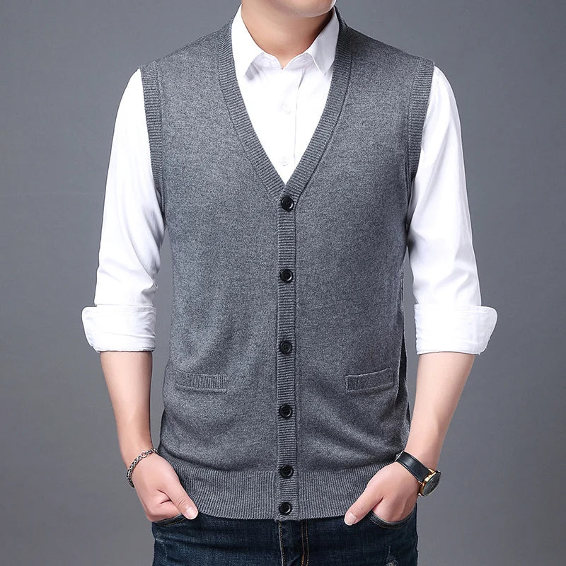 Men's Wool Blended Vest Sweater