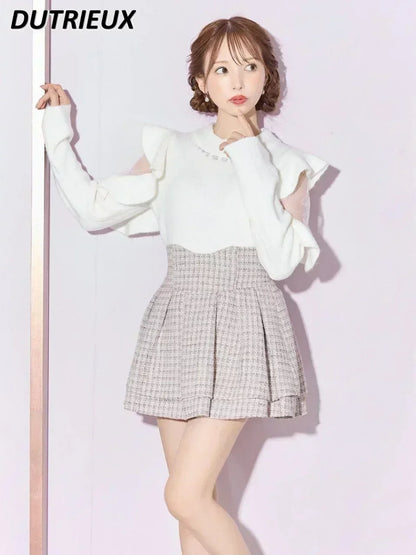 Ruffled Plaid Pleated High Waist Mini Skirt