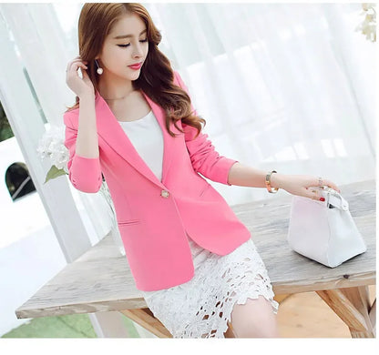 Elegant Women's Skinny Patchwork Blazer with Ruffles for Spring/Summer