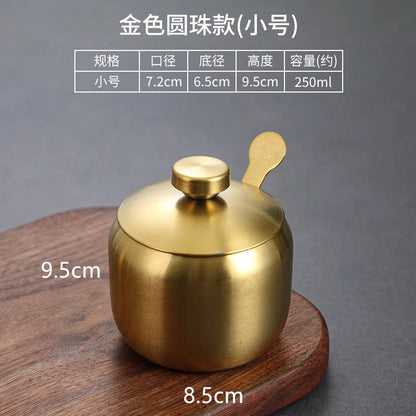 Stainless Steel Seasoning Jar & Lid Spoon