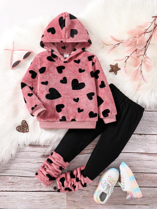 Autumn & Winter Furry Baby Girl Hooded Trousers