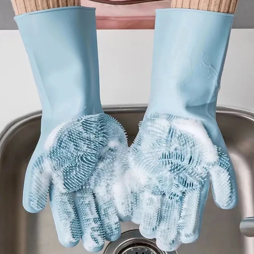 Silicone Rubber Dishwashing Kitchen Gloves