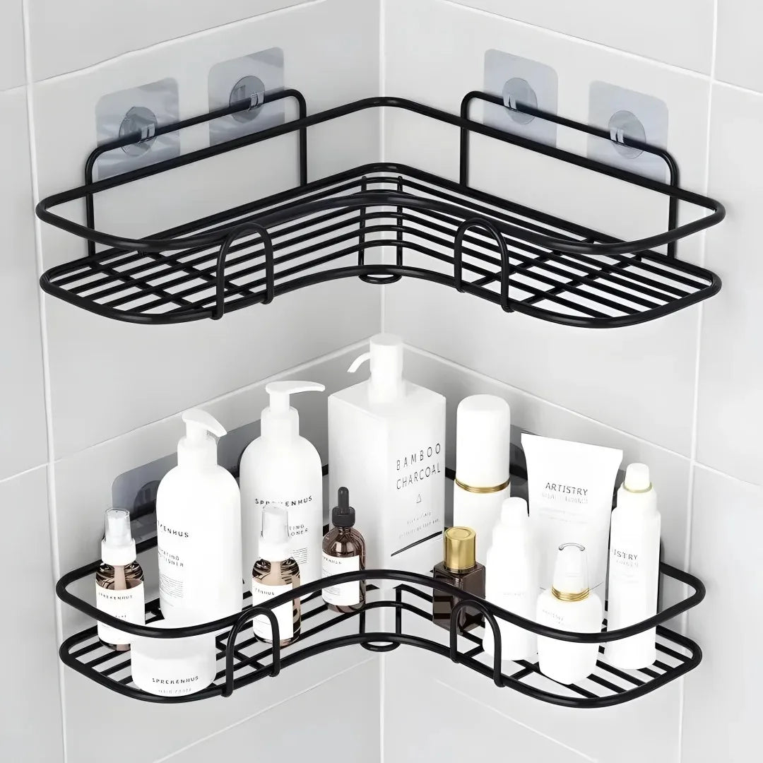 No-Drill Corner Toilet Storage Rack - Wall-Mounted Bathroom Shelf