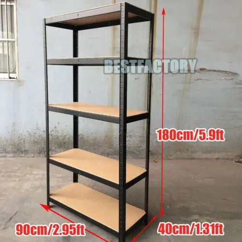 Sheds 150cm/180cm  Height Racking Storage Shelves - Metal Shelving 5 Tier Boltless Garage