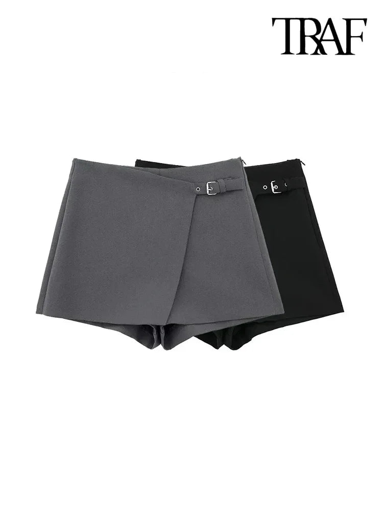 Asymmetrische Skorts mit hoher Taille für Damen