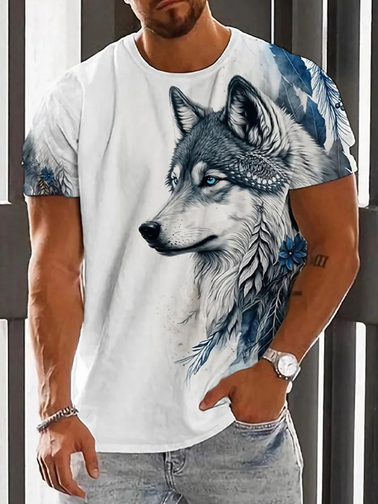 3D Wolf Pattern Men's Summer T-Shirt