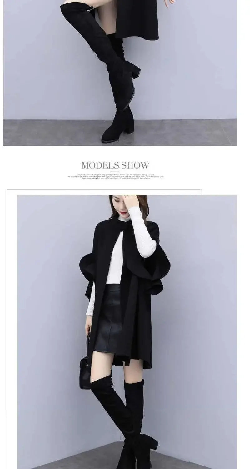 Medium-Length A-Line Woolen Jacket
