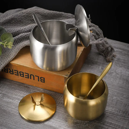 Stainless Steel Seasoning Jar & Lid Spoon