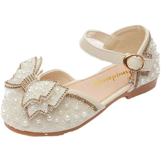 Sandales de princesse mignonnes avec nœud et paillettes perlées pour filles