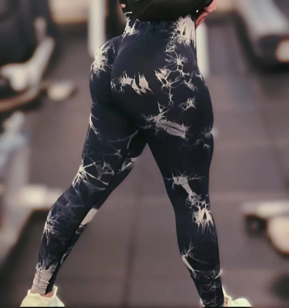 Trendy High-Waist Seamless Tie-Dye Leggings