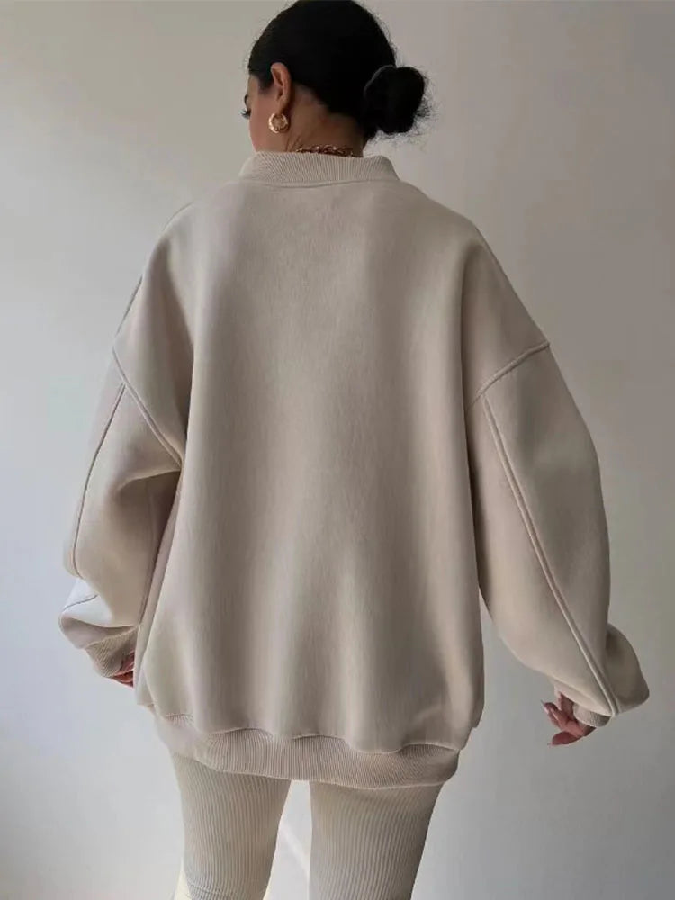 Women's Long Sleeve V-neck Loose Hoodie