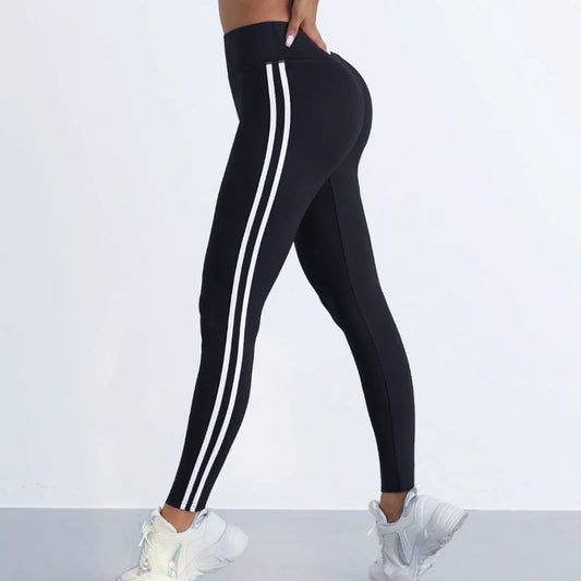 Striped High-Waist Yoga Leggings for Women