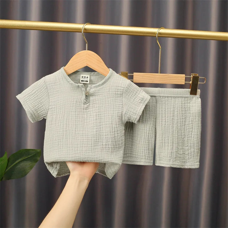 Cotton Linen T-Shirt and Shorts Set