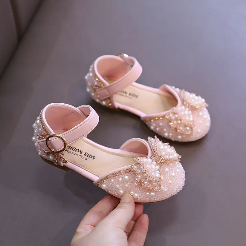 Pearl Bow Princess Sandals for Girls