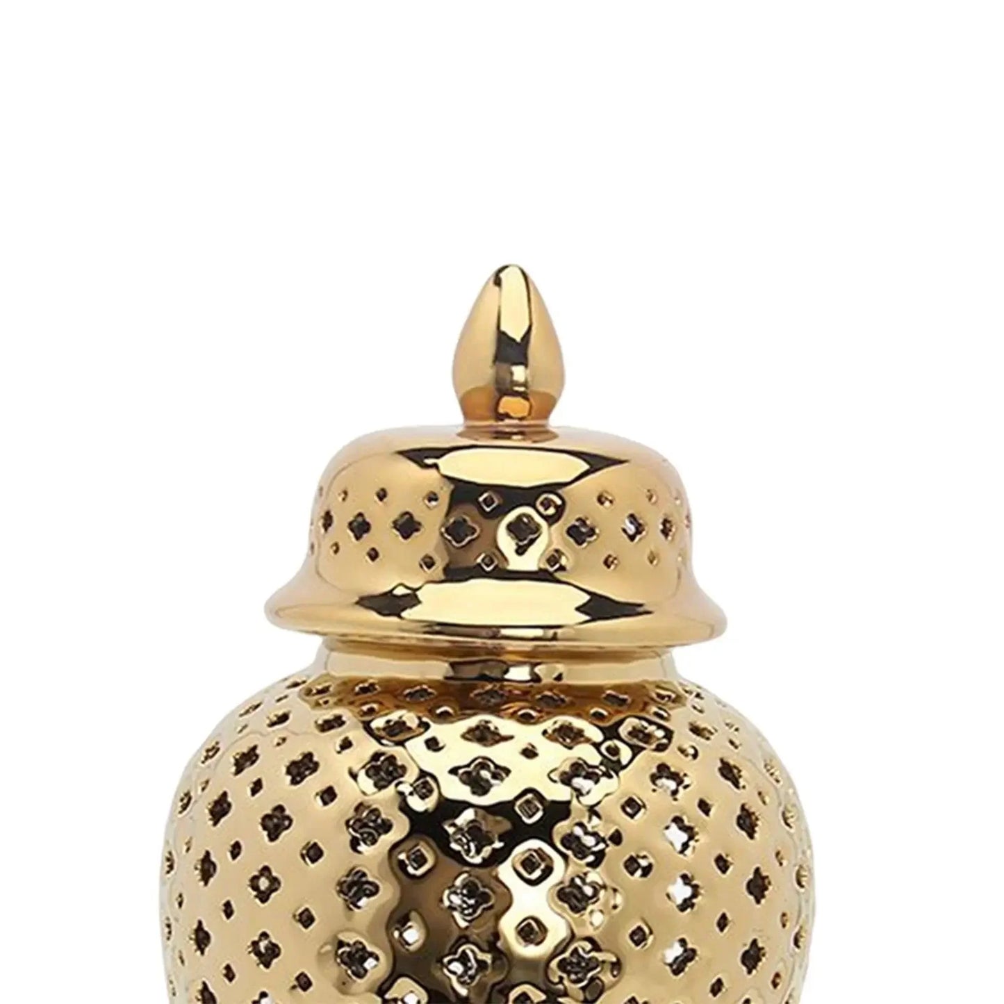 Gold Ceramic Pierced Temple Jar Home Decor Bud Vase