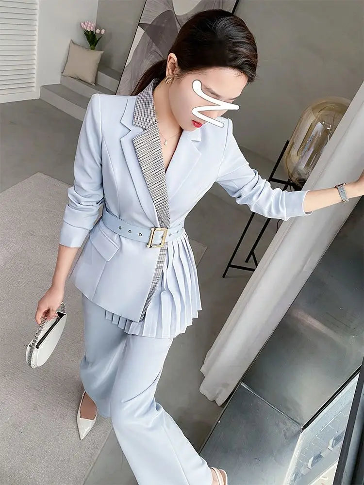 Women's Blazer and Pants Set- Autumn Winter Business Suit