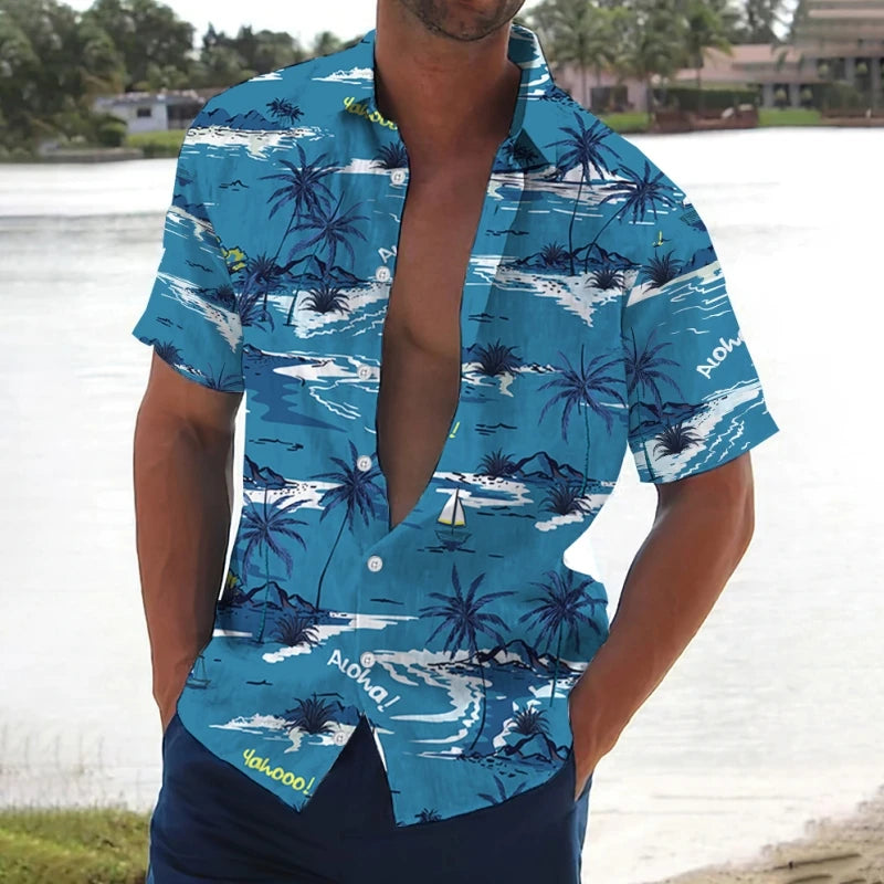 Tier Kran Männer Hawaiian Shirt 3d Pflanze Shirt für Männer