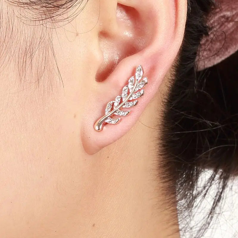 Boucles d’oreilles vintage feuille de cristal