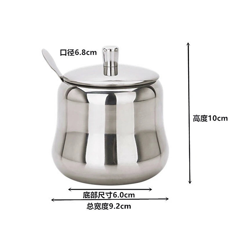Stainless Steel Seasoning Jar & Lid Spoon