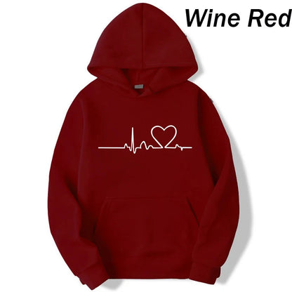 Women's Full Sleeve Heartbeat Print Hoodie