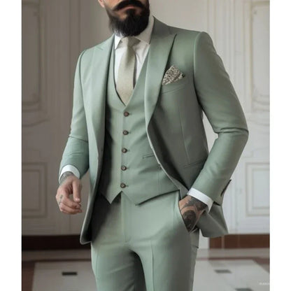 Light Green 3-Piece Suit for Weddings and Business