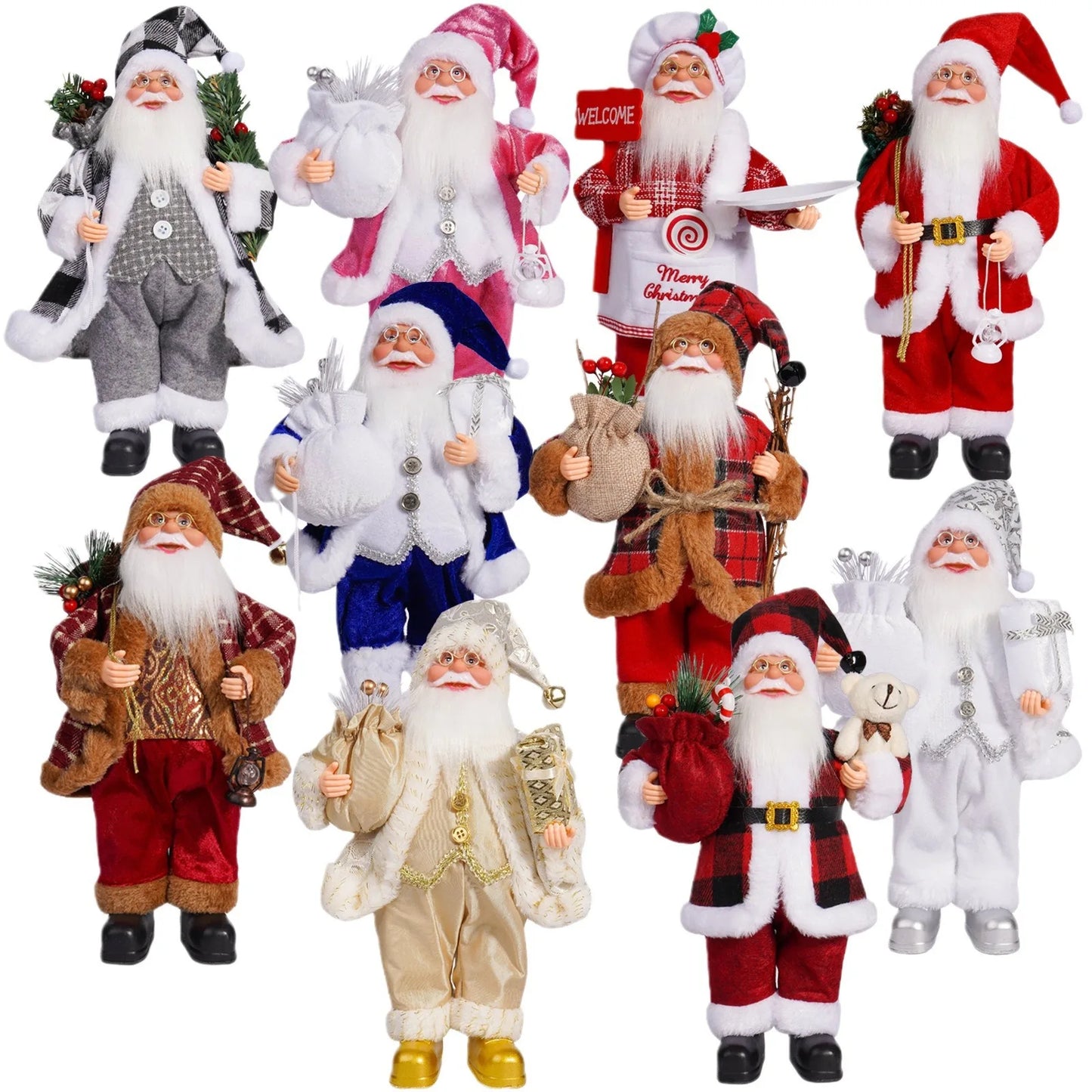 12 Zoll große stehende Weihnachtsmannfigur als Dekoration