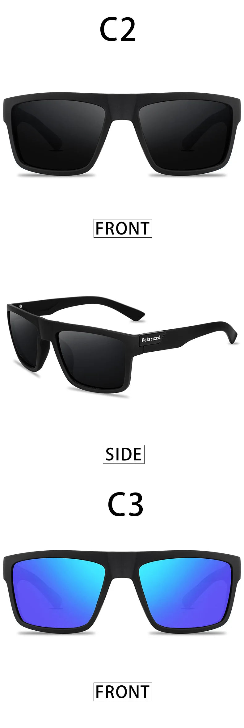 Polarisierte UV400-Sportsonnenbrille in Echtfarbe zum Fahren, Angeln, Laufen