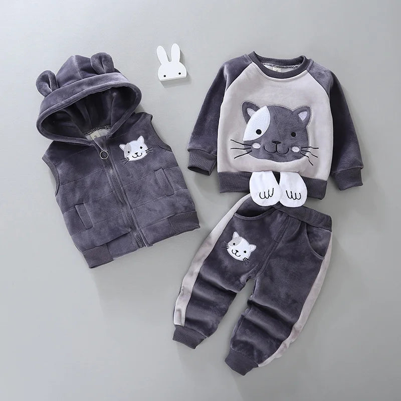 Ensemble d'hiver pour bébé à capuche et motif floral douillet