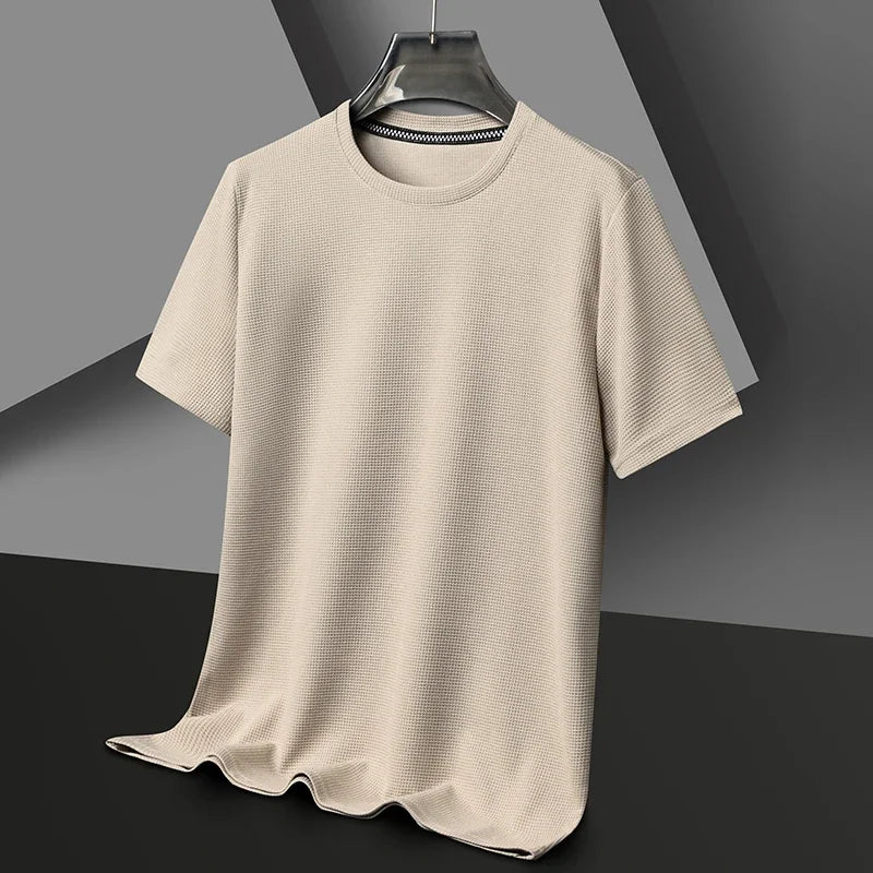 Men's New Summer Waffle Round Neck Short Sleeved T-shirt