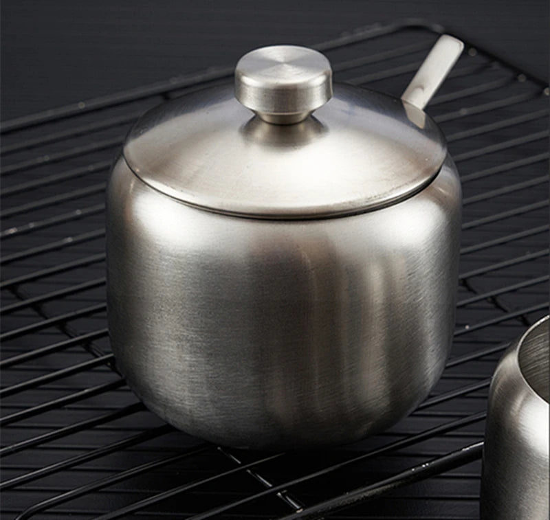 Stainless Steel Seasoning Jar & Lid Spoon
