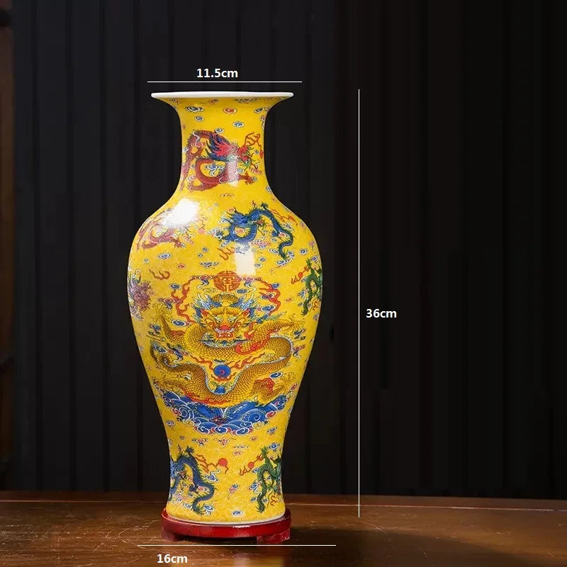 Jingdezhen Ceramic Nine Dragons Glow Vase