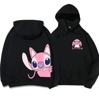 Unisex Disney Stitch Cartoon Print Winter Hoodies
