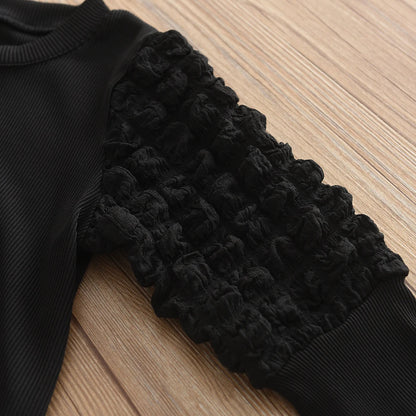 Set aus Rundhalsoberteil und Karomuster für Mädchen