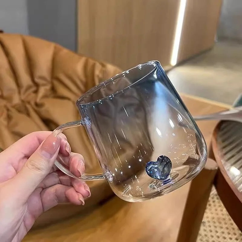 400 ml Kaffeetasse aus Glas mit 3D-Liebesfarbverlauf