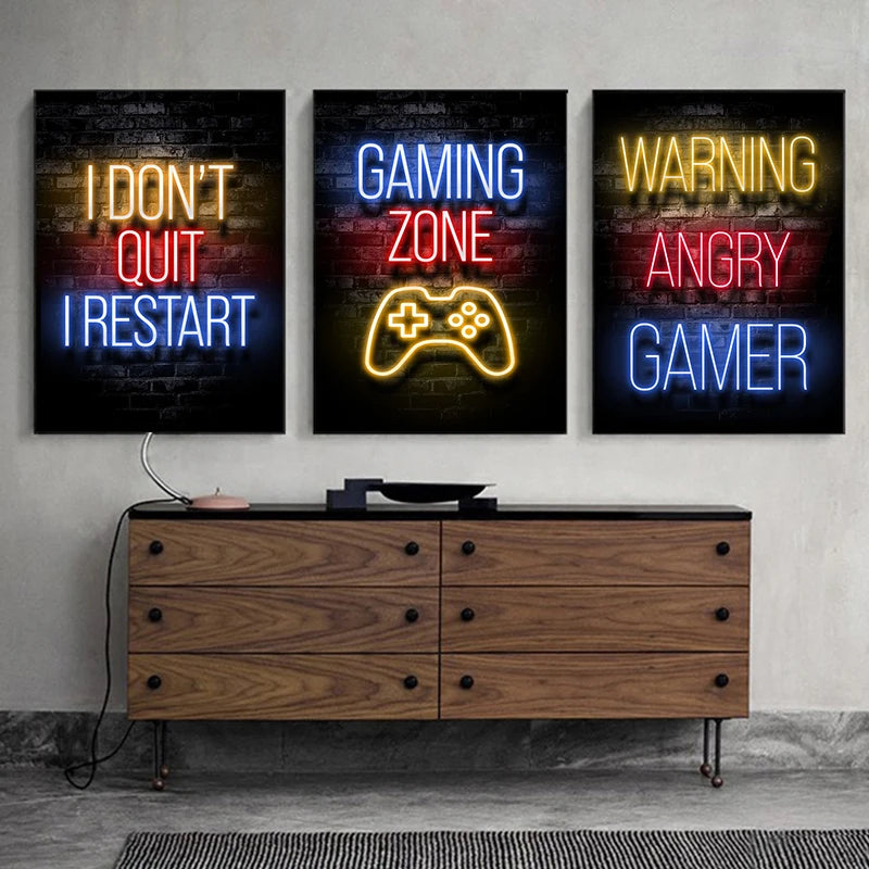 Motivational Neon Effect Canvas Wall Posters