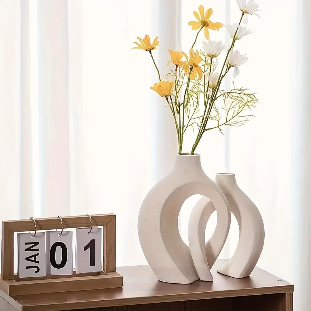 Hollow Nordic Ceramic Vase Set for Modern Decor